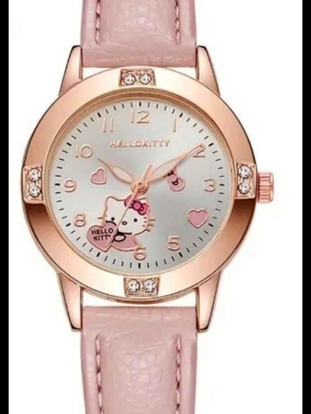 Cute Hello Kitty Women's Heart Rhinestone Quartz Watch